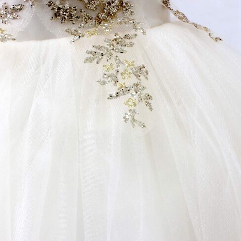 Gold Lace Flower Girls Pageant Dresses Long Puffy Prom Tulle Ball Gown in Kuwait