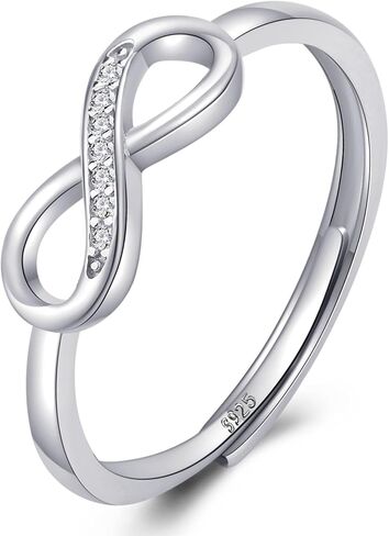 Ceahuad 925 Sterling Silver Adjustable Rings Love Knot Rings, Love Between Mother And Daughter Silver Open Thumb Rings for Girls Women Promise Rings for Her Gifts with Cubic Zirconia in Saudi Arabia
