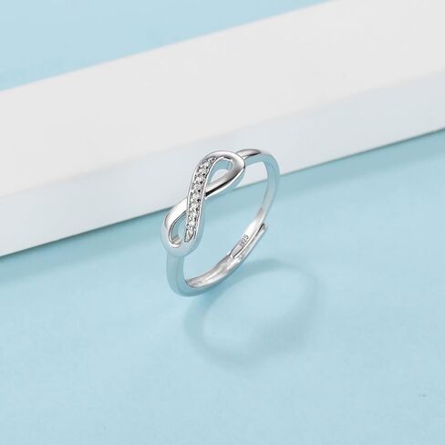 Ceahuad 925 Sterling Silver Adjustable Rings Love Knot Rings, Love Between Mother And Daughter Silver Open Thumb Rings for Girls Women Promise Rings for Her Gifts with Cubic Zirconia in Saudi Arabia
