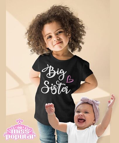 قمصان MISS POPULAR Big Sister لإعلان Big Sis، تم ترقيتها إلى Big Sis، للارتداء اليومي| طفل إلى أحجام فتاة كبيرة in Kuwait