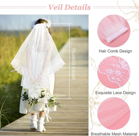 ويل توب تاج اميرة كريستالية مع مشط مزدوج الطبقات من الدانتيل للنساء والفتيات، اكسسوارات شعر لحفلات ما قبل الزفاف وحفلات الهالوين وحفلات المناولة الاولى هدايا العروس in Kuwait