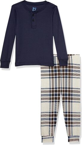 طقم بيجامة مكون من قطعتين بأكمام طويلة للأولاد والأطفال الصغار من The Children's Place، مقاس مريح 100% قطن، قطعتين in Kuwait