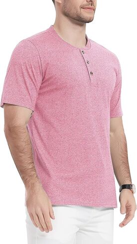 MAGCOMSEN Men's Henley Shirts Short Sleeve Cotton Casual Shirt Fashion Front Placket Summer Daily T-Shirts in Saudi Arabia