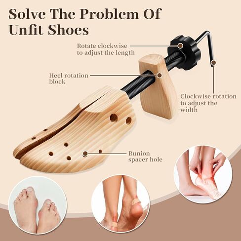 Demarzily 2 Way Wood Shoe Stretcher,Large Size Shoe Stretchers for Men and Women,Adjust Length and Width,Wooden Shoe Shape Expander for Men’s Size 9 to 13 Women Size 10-13.5 in Saudi Arabia