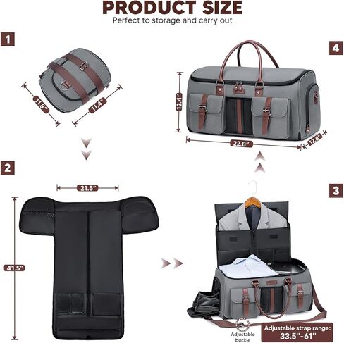 Garment Bag for Travel, Carry on Convertible Garment Duffle Bags for Men Women with Shoe Compartment - 2 in 1 Hanging Suitcase Suit Travel Bags in Kuwait