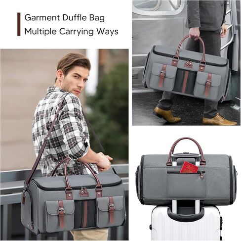 Garment Bag for Travel, Carry on Convertible Garment Duffle Bags for Men Women with Shoe Compartment - 2 in 1 Hanging Suitcase Suit Travel Bags in Kuwait
