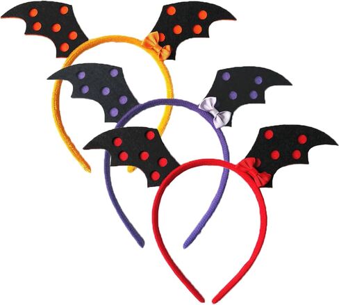 Anlicany 3 عبوات من عصابة رأس جناح الخفافيش للهالوين، غطاء رأس جناح الخفاش الشيطان لحفلات الهالوين، طوق شعر الهالوين للنساء in Kuwait