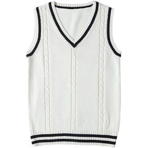 سترة نسائية من Firehood محبوكة برقبة على شكل حرف V بدون أكمام، سترة صوفية in Kuwait