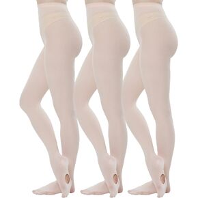 MANZI 3 Pairs Convertible Dance Tights for Women Transition Ballet Stockings