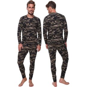Thermal Underwear for Men Long John Set for Cold Weather Mens 2 pc Long Sleeve Shirt and Leggings Fleece Base Layer Thermals
