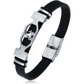 Stainless Steel Constellation Bracelet for Women Men Zodiac Sign Leather Bracelet Wristband Jewelry Birthday Gift