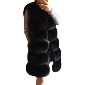 Lisa Colly Women's Faux Fox Fur Coat Jacket Winter Thick Warm Faux Fur Vest Outwear