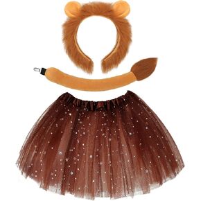 Newcotte 3 Pcs Halloween Costume Animal Tutu Ears Headband Tail Fancy Dress Costume Kit for Youth Adult Halloween Cosplay in Saudi Arabia