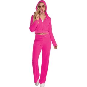 amscan Couture Cutie Velour Track Suit | Hot Pink - 1 Set, Small in Saudi Arabia