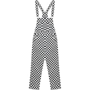 GEZOUR Women's Classic Checkerboard Bib Overalls - Black & White Plaid