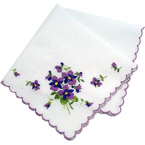 Switzerland Made Purple Violet European Wedding Handkerchief Embroidery Heirloom Cotton Ladies in Saudi Arabia