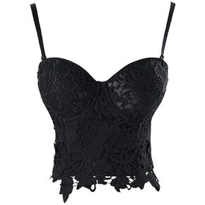 Chenyi Women's Floral Lace Bustier Crop Top Punk Gothic Corset Bra Tops