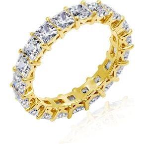 Amazon Collection Sterling Silver Princess Cut All-Around Band Ring made with Infinite Elements Cubic Zirconia