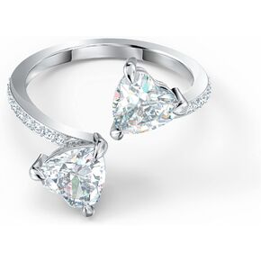 Swarovski Attract Soul Double Heart Ring Collection, Rhodium Finish, Clear Crystals