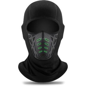 ROCKBROS Balaclava Ski Mask Thermal Windproof Balaclava Mask, 3D Design Breathable, Cold Weather for Skiing, Snowboarding, Motorcycle, Cycling Black Green
