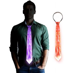 Suhine 2 Pcs Halloween Light Up Neckties Party Costume Neon LED Neck Tie Rechargeable Glow in the Dark Neck Tie Novelty Flash Necktie Unisex Multiple Color Necktie for Men Women Christmas Festival in Saudi Arabia
