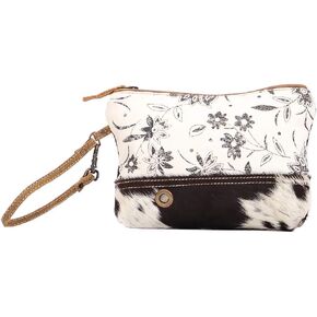 Myra Bag Urging Upcycled Canvas & Cowhide Wristlet Pouch Bag S-1514 in Saudi Arabia