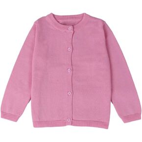 GSVIBK Baby Girls Cotton Cardigan Long Sleeve Kid Button Sweater Girl Crew Neck Cardigans Uniform Sweater
