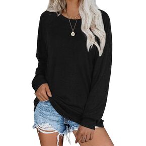Qearal Womens Tunics Tops Fall Long Sleeve Loose Fit Casual Pullover Shirts
