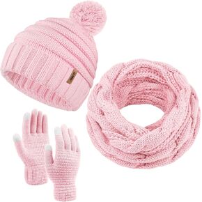 Aneco Winter Warm Knitted Scarf Beanie Hat and Gloves Set Men & Women's Soft Stretch Hat Scarf and Mitten Set in Kuwait