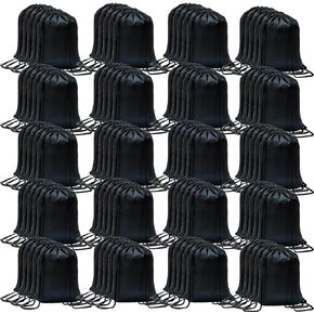 CAIHONG 100 Pack Drawstring Backpack Bulk Drawstring Bags Cinch Sack for Gym, Yoga, Shopping, Sports, Hiking or Gifts for Women and Men, Black-100pcs