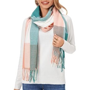 Fuinloth Women's Large Plaid Scarf Fashion Long Shawl Wrap for Winter Warm Lightweight