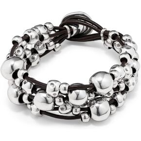 Leather bracelet in metal clad with silver. in Saudi Arabia