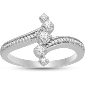 Jewelili Sterling Silver 1/4 Cttw Natural White Round Diamond Promise Ring, Size 7 in Saudi Arabia