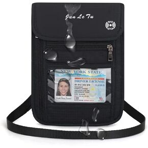 ROOSALANCE Neck Pouch Passport Holder with RFID Waterproof Multifunctional Document Organizer Visual Window Design Travel Wallet for Men and Women Green