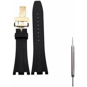 Kevisae Black Rubber Silicone Watch Band Compatible with Audemars Piguet Royal Oak Offshore 15703 15710-28mm AP Rubber Watch Band Strap