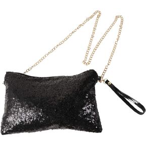 Tinksky Sparkly Sequin Handbag Lady Party Evening Clutch Shoulder Bag, Mother's Day gift or gift for women (Black), 10 * 7.1 * 0.8 inch in Saudi Arabia