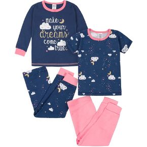 Gerber Baby Girls' Toddler Snug Fit 4-Piece Pajama Set, Dreams