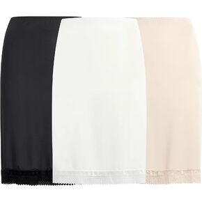 مجموعة من 3 قطع من Free to Live للسيدات نصف منزلقة مع دانتيل، تنورة داخلية بطول فوق الركبة - ممتدة in Kuwait