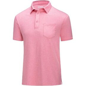 MAGCOMSEN Men's Short-Sleeve Golf Polo Shirts 3-Button Quick Dry Polo Athletic Casual Collared T-Shirt with Pocket