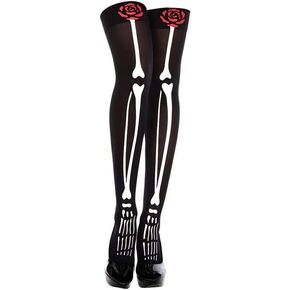 IHEOJAOC Halloween الهيكل العظمي ممرضة الجوارب Xray العظام والورود (أسود)، Xray Doctor طبيب الأسنان قلم رصاص جوارب طويلة للركبة هدايا مضحكة in Kuwait