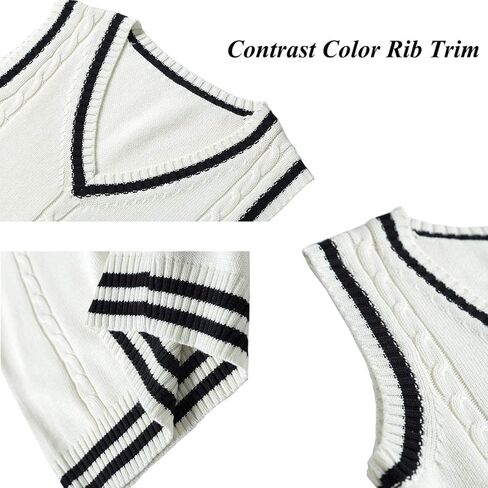 سترة نسائية من Firehood محبوكة برقبة على شكل حرف V بدون أكمام، سترة صوفية in Kuwait