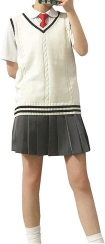 سترة نسائية من Firehood محبوكة برقبة على شكل حرف V بدون أكمام، سترة صوفية in Kuwait