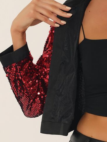 سترة Allegra K Sequin للسيدات ذات فتحة أمامية لامعة ومفتوحة من الأمام لعيد الهالوين in Kuwait