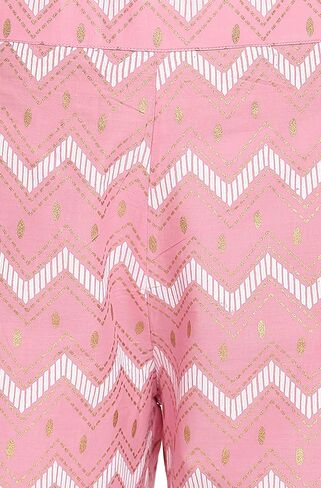 Janasya Women's Pink Cotton Kurta with Palazzo in Saudi Arabia