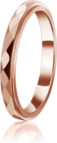 Nanafast 3mm Titanium Steel Anxiety Rings for Women Men Multi-faceted Wedding Band Fidget Rings for Anxiety for Women Rhombus Spinner Ring for Stess Relief Comfort Fit for Engagement in Kuwait