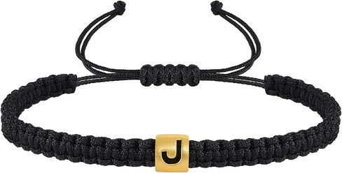 VIBILIA Initial Bracelets for Women Men Teen Boys Girls Woven Rope Braided Letter Bracelet Gold 26 Alphabet Handmade Adjustable Black String Bracelet Jewelry Gifts - A in Kuwait