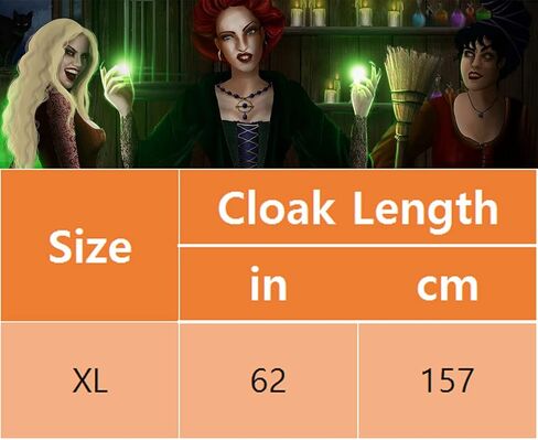 Hocus Pocus Costume Cape for Women Sanderson Sisters Witch Hooded Cloak Winifred Sarah Mary Halloween Costumes Cosplay Robe in Kuwait