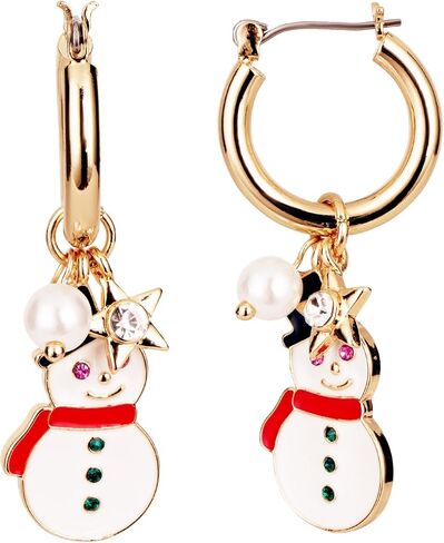 Gold Hoop Snowman Earrings for Women - Dainty 18k Gold Plated Christmas Gifts for Teen Girls, Fashion Pearl, Star Dangle Earrings in Saudi Arabia