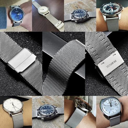 YUZEX Pure Titanium Watch Band Men Women Quick Release Mesh Watches Strap Soft Lightweight Skin-Friendly Wristwatch Vented Titanium Metal Bracelet Compatible for Apple Junghans 19mm 20mm 21mm 22mm in Kuwait