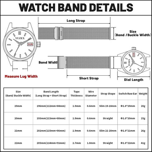 YUZEX Pure Titanium Watch Band Men Women Quick Release Mesh Watches Strap Soft Lightweight Skin-Friendly Wristwatch Vented Titanium Metal Bracelet Compatible for Apple Junghans 19mm 20mm 21mm 22mm in Kuwait